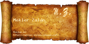 Mekler Zalán névjegykártya